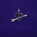 Small Arrow In Heart Silver Pendant